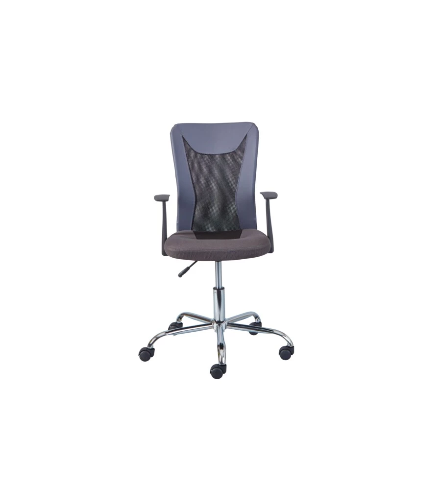 POLTRONCINA UFFICIO NERA CON BRACCIOLI E RUOTE, 55X54,5X85-95 CM